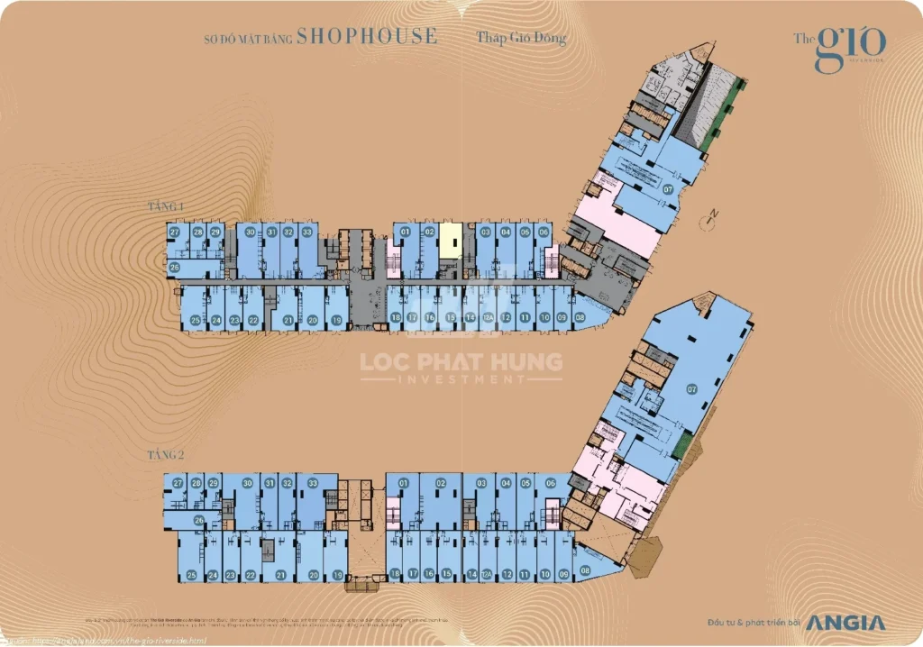 Shophouse The Gió Riverside Bình Dương Mặt bằng shophouse gió Đông dự án The Gió Riverside