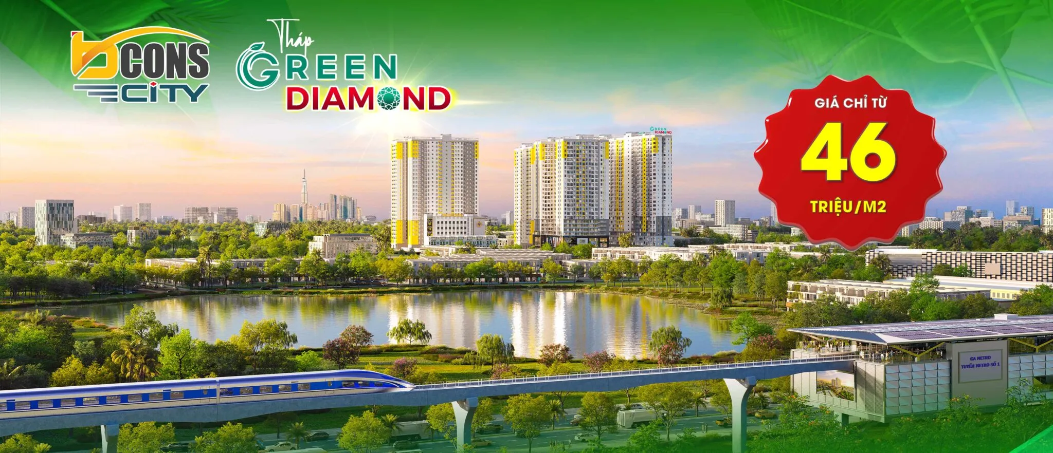 căn hộ tháp Green Diamond Bcons City