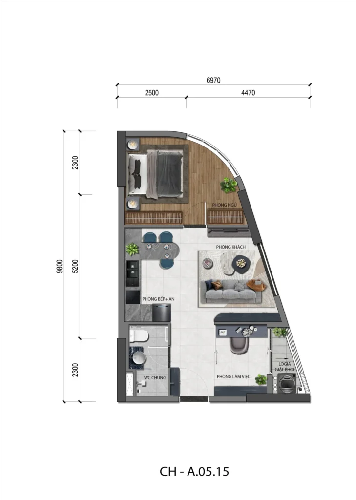 Mặt bằng thiết kế căn hộ A&K Tower phường An Phú  tphcm