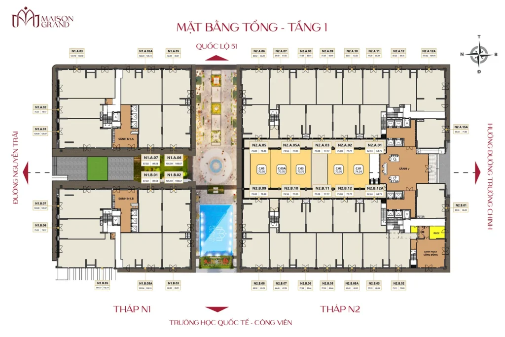 Maison Grand: dự án căn hộ cao cấp tại Phường Phú Mỹ, Tphcm ngay sân bay Long Thành Mặt bằng căn hộ Maison Grand