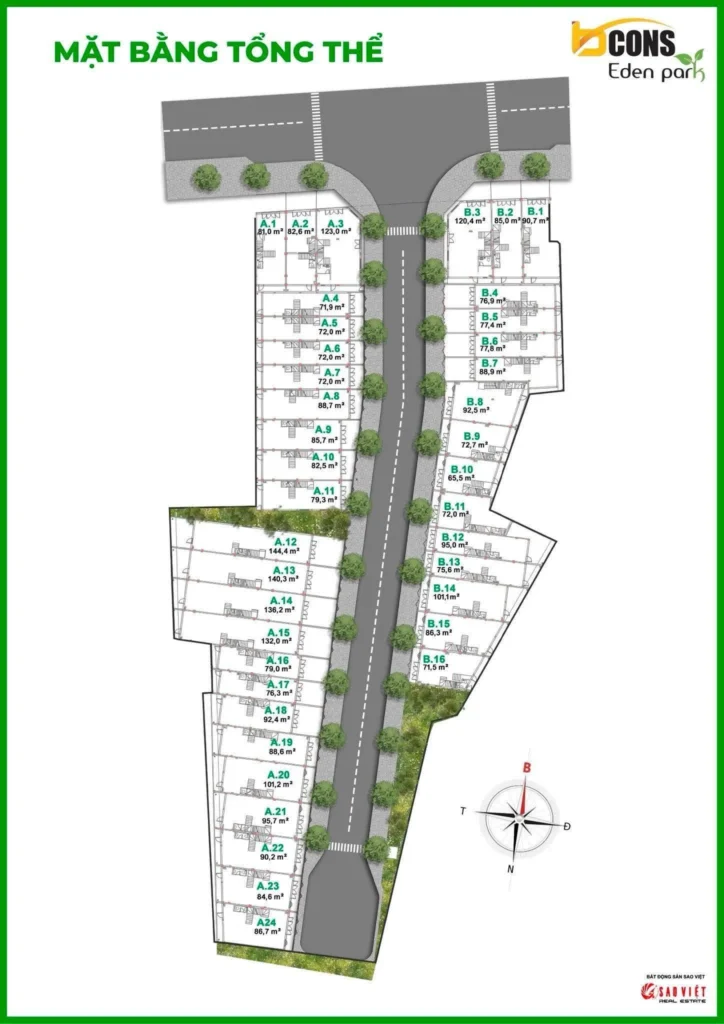 Mặt bằng tổng thể dự án Bcons Eden Park