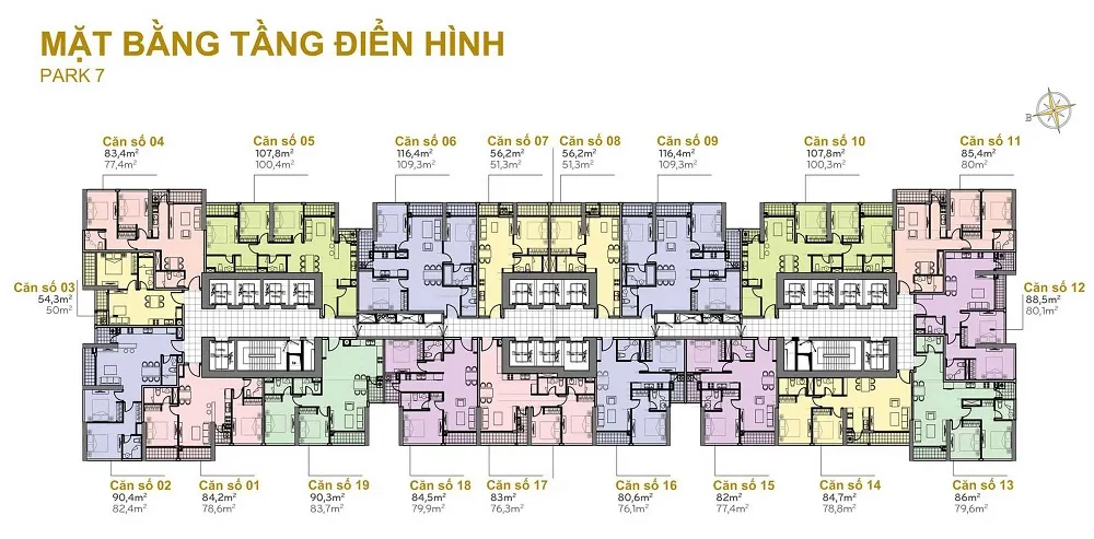 mặt bằng layout Park 7 Vinhomes Central Park
