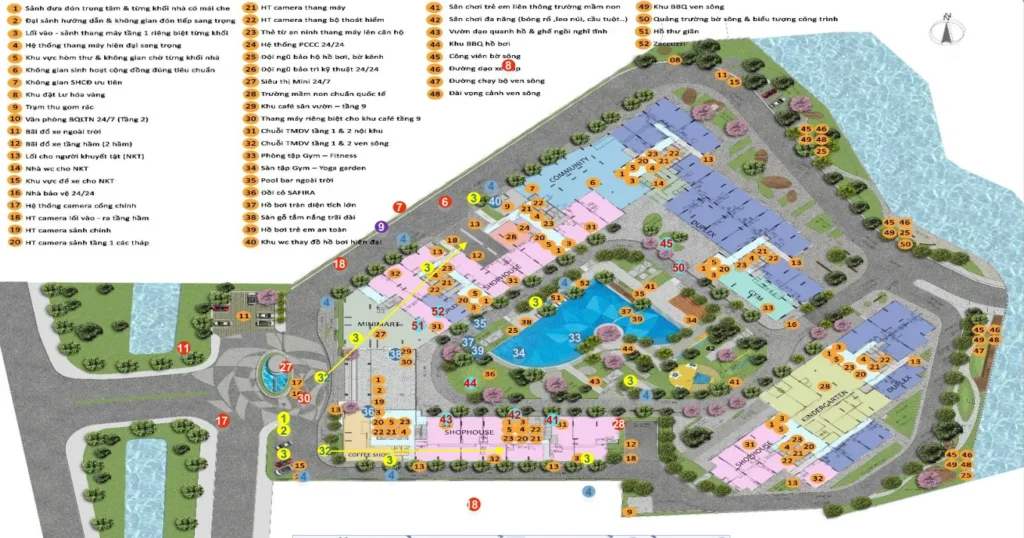 Safira Khang Điền: Mua bán và cho thuê căn hộ chung cư cao cấp Safira đường Võ Chí Công Thủ Đức Mặt bằng tiện ích tại chung cư Safira Khang Điền