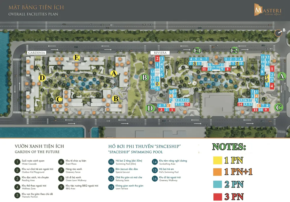 Mặt bằng tiện ích dự án Masteri Centre Point