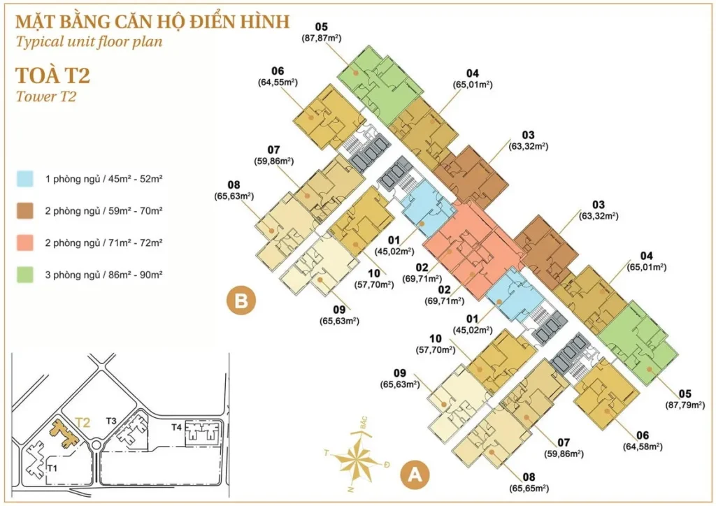 Mặt bằng Tháp T2 Masteri Thảo Điền