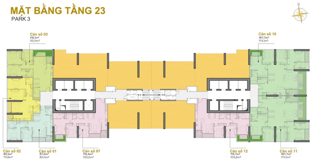 Mặt bằng Park 3 Vinhomes Central Park