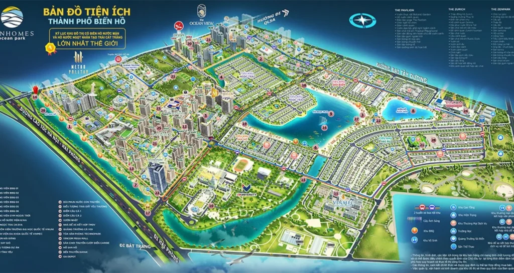 mặt bằng tiện ích Vinhomes Ocean Park
