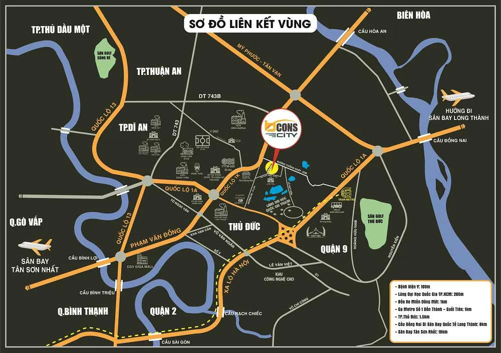 vị trí chung cư bcons city trên đường thống nhất dĩ an
