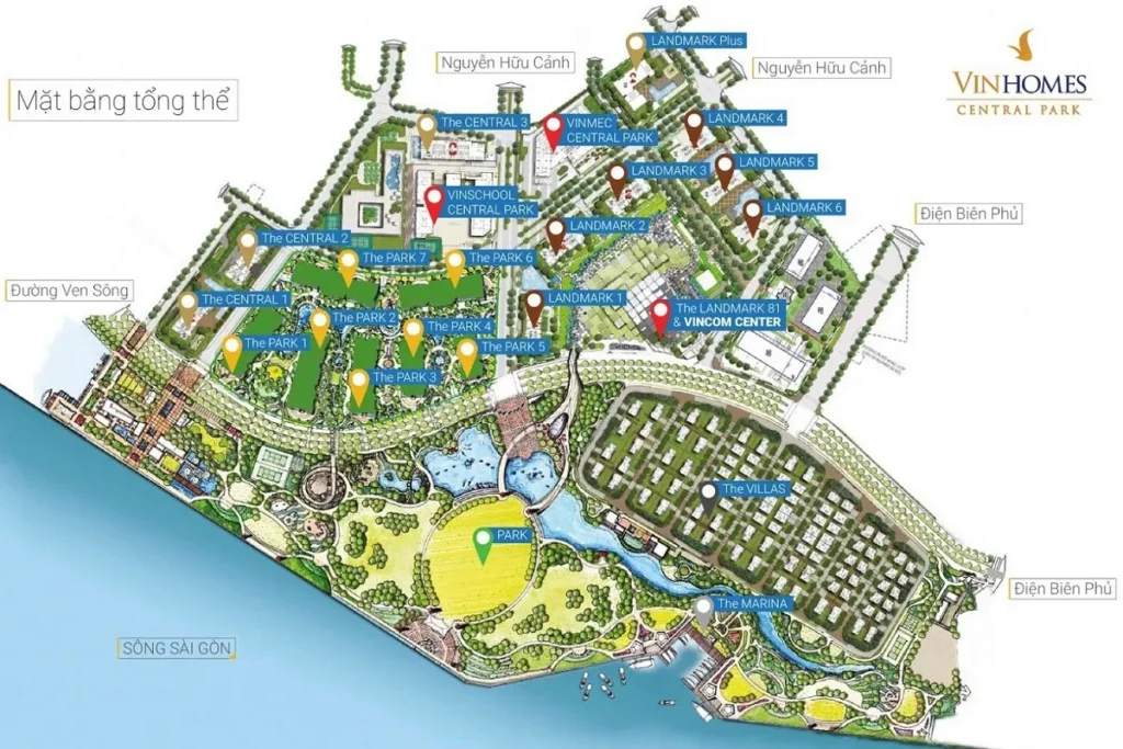 Mặt bằng và các phân khu của Vinhomes Central Park