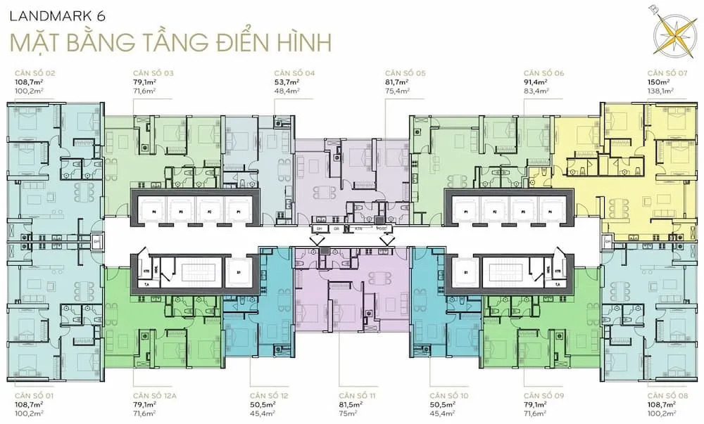 Mặt bằng căn hộ Landmark 6 Vinhomes Central Park