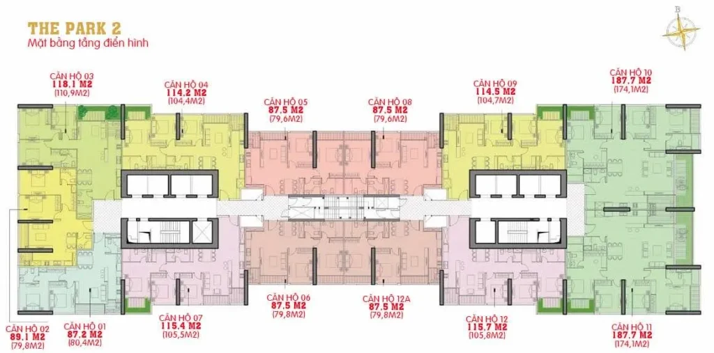 mặt bằng tầng Park 2