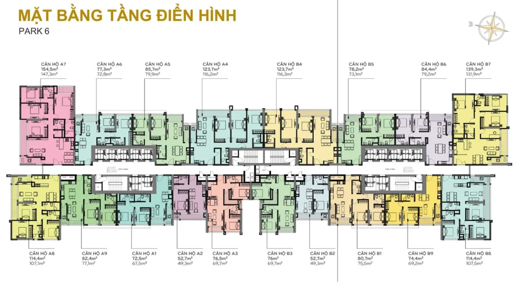 Mặt bằng và các tòa tháp (Landmark, Park và Central) tại Vinhomes Central Park park 6 vinhomes central park