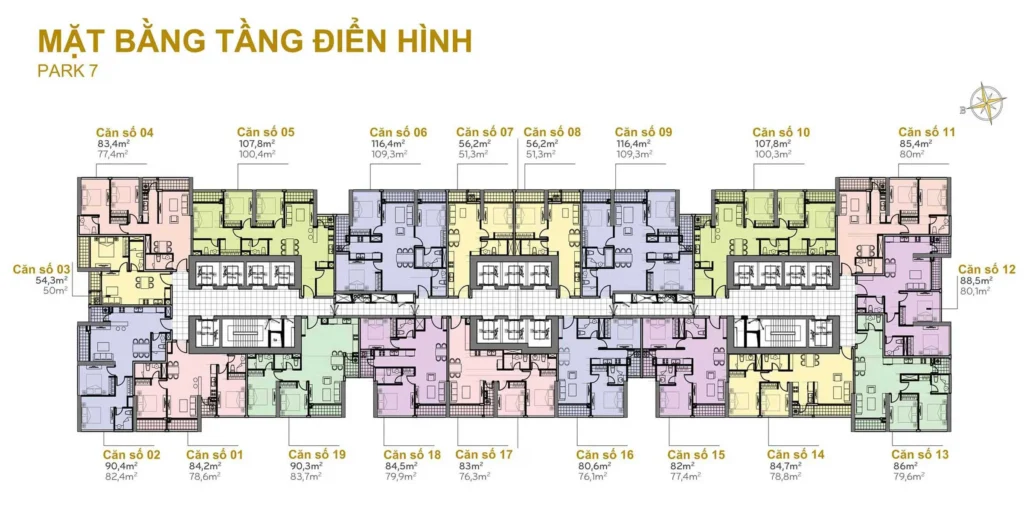 Park 7 Vinhomes Central Park: bán và thuê căn hộ, tổng hợp mặt bằng layout park 7 Park 7 Vinhomes Central Park