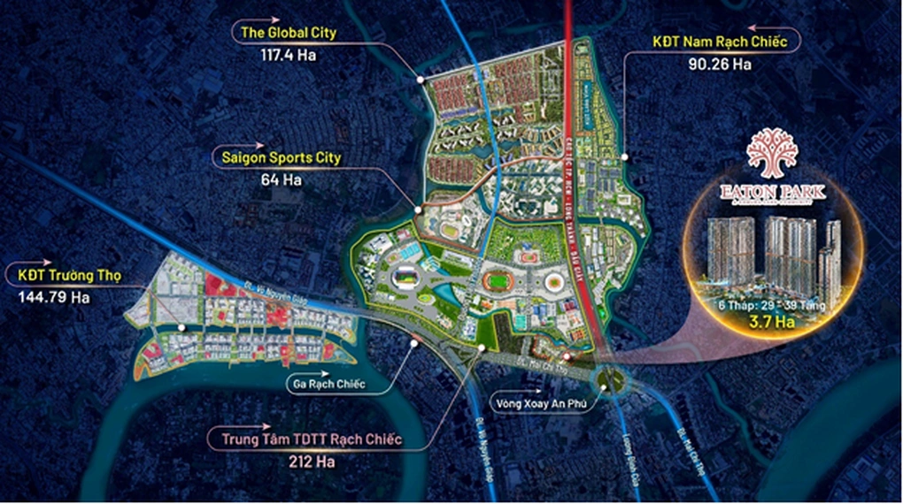 Rạch Chiếc khởi động dự án ga metro, khu liên hợp thể thao đẳng cấp bản đồ rạch chiếc