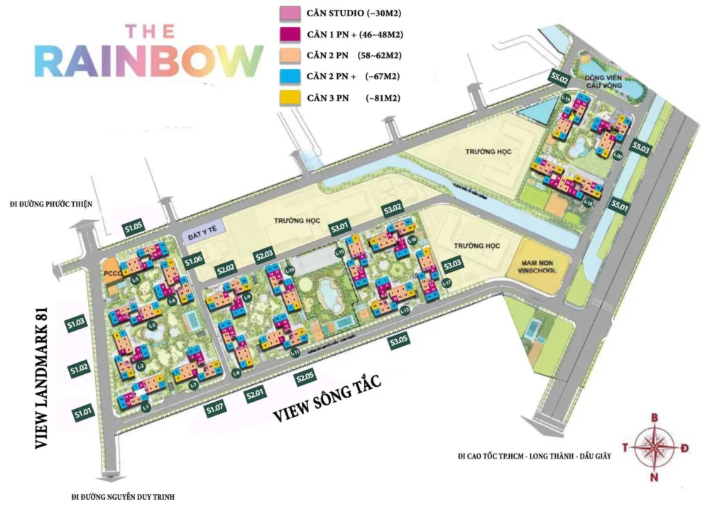 mặt bằng phân khu rainbow vinhomes quận 9