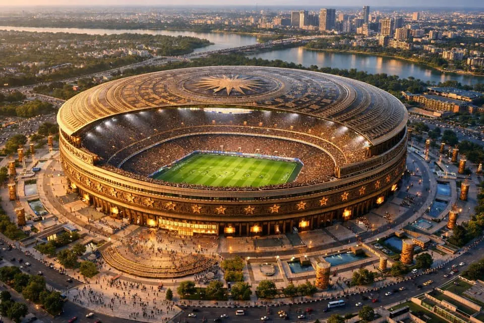 Sân vận động Trống Đồng lớn nhất thế giới tại khu đô thị Vinhomes Olympic phối cảnh sấn vận động trống Đồng