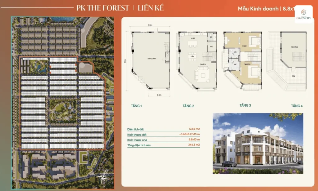 Shophouse Vinhomes Green City Hậu Nghĩa Long An Mặt bằng thiết kế Shophouse Vinhomes hậu nghĩa