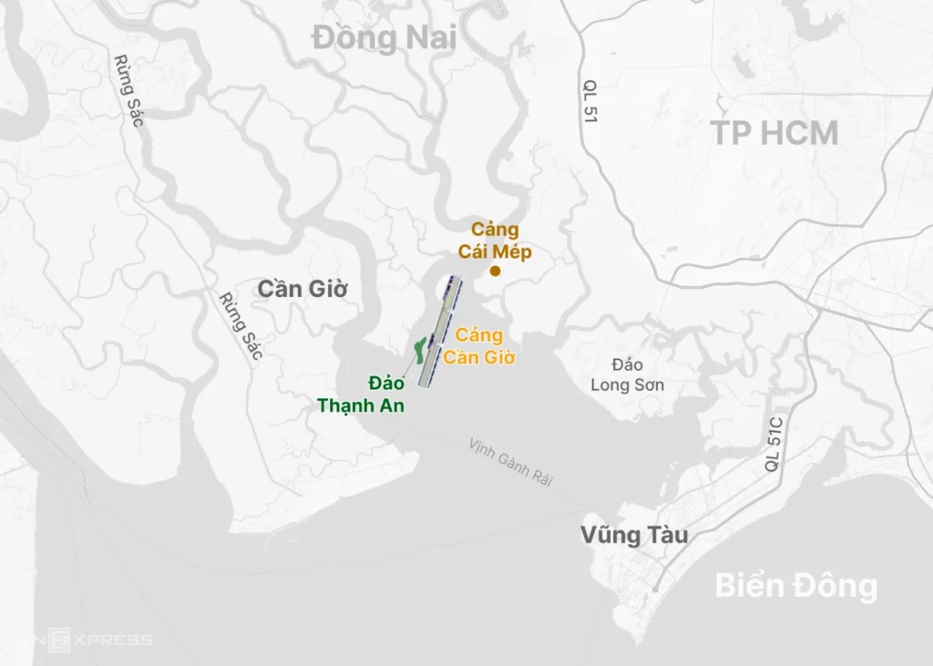 bản đồ quy hoạch cảng cần giờ, vị trí 