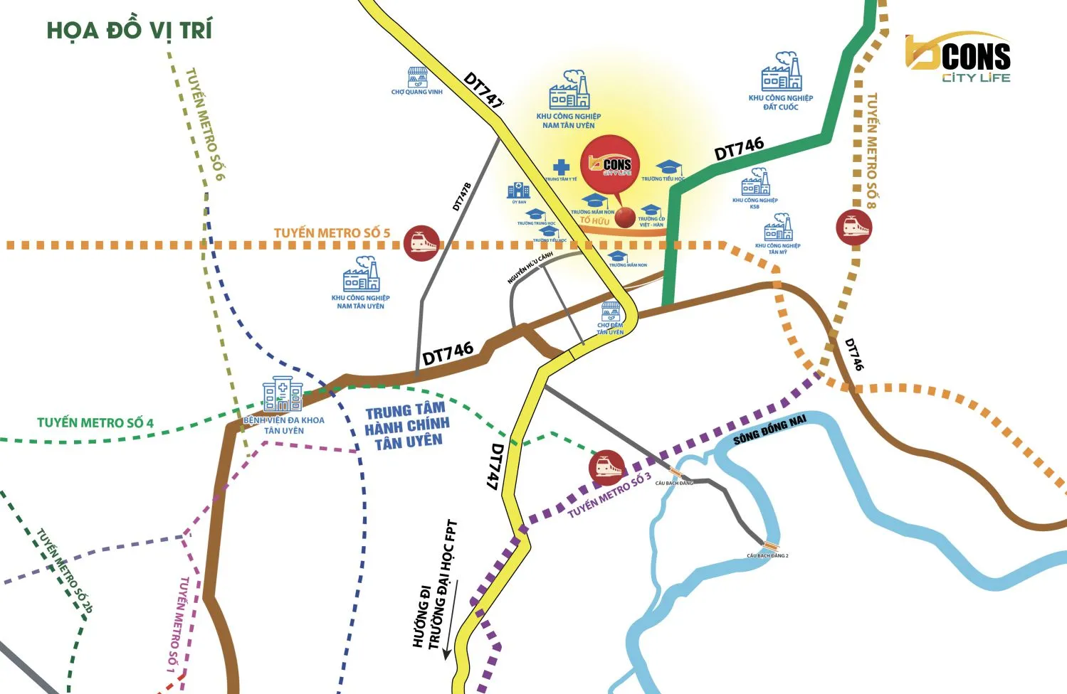 vị trí dự án bcons city life tại tân uyên bình dương