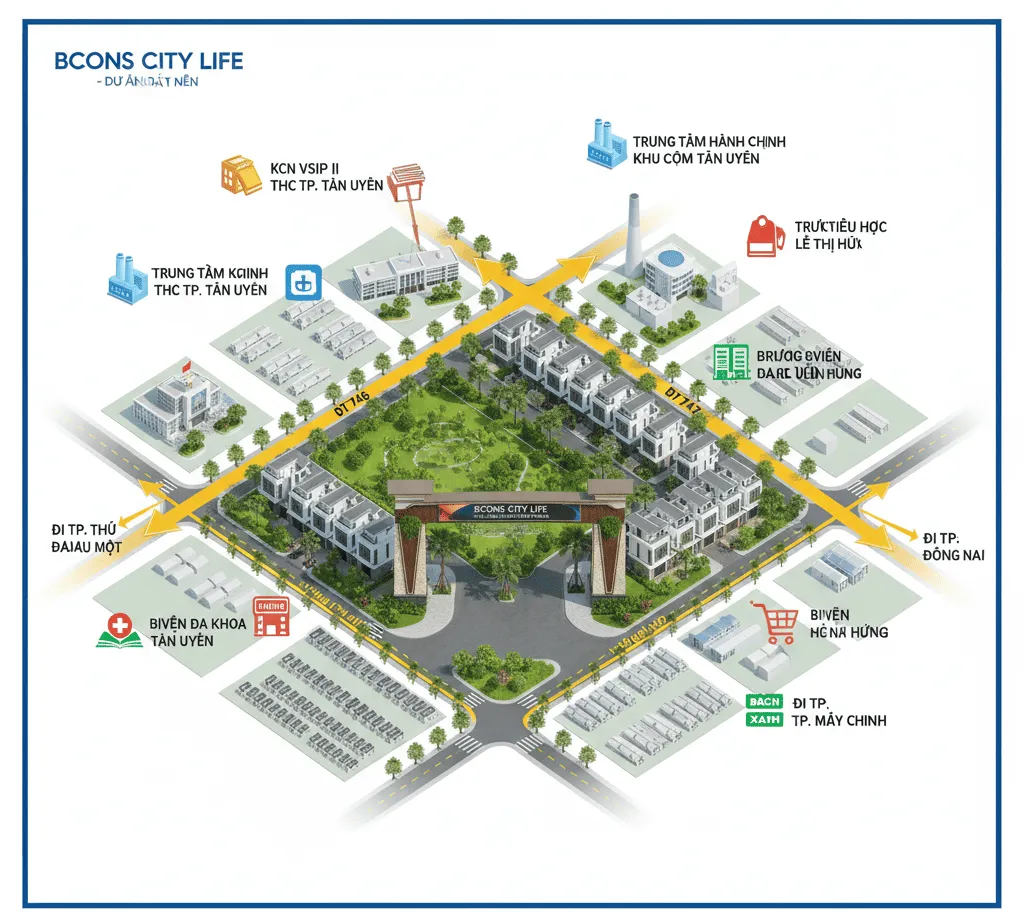 mặt bằng dự án bcons city life tân uyên