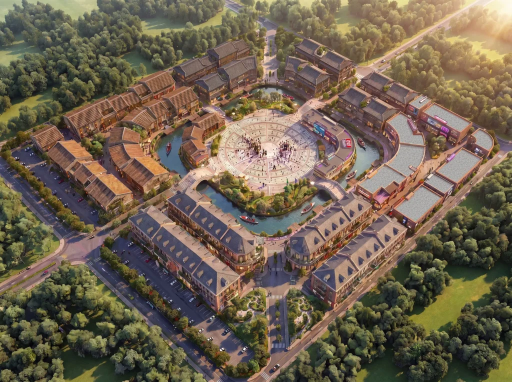 phối cảnh phố ẩm thực Global Village tại Vinhomes Hóc Môn