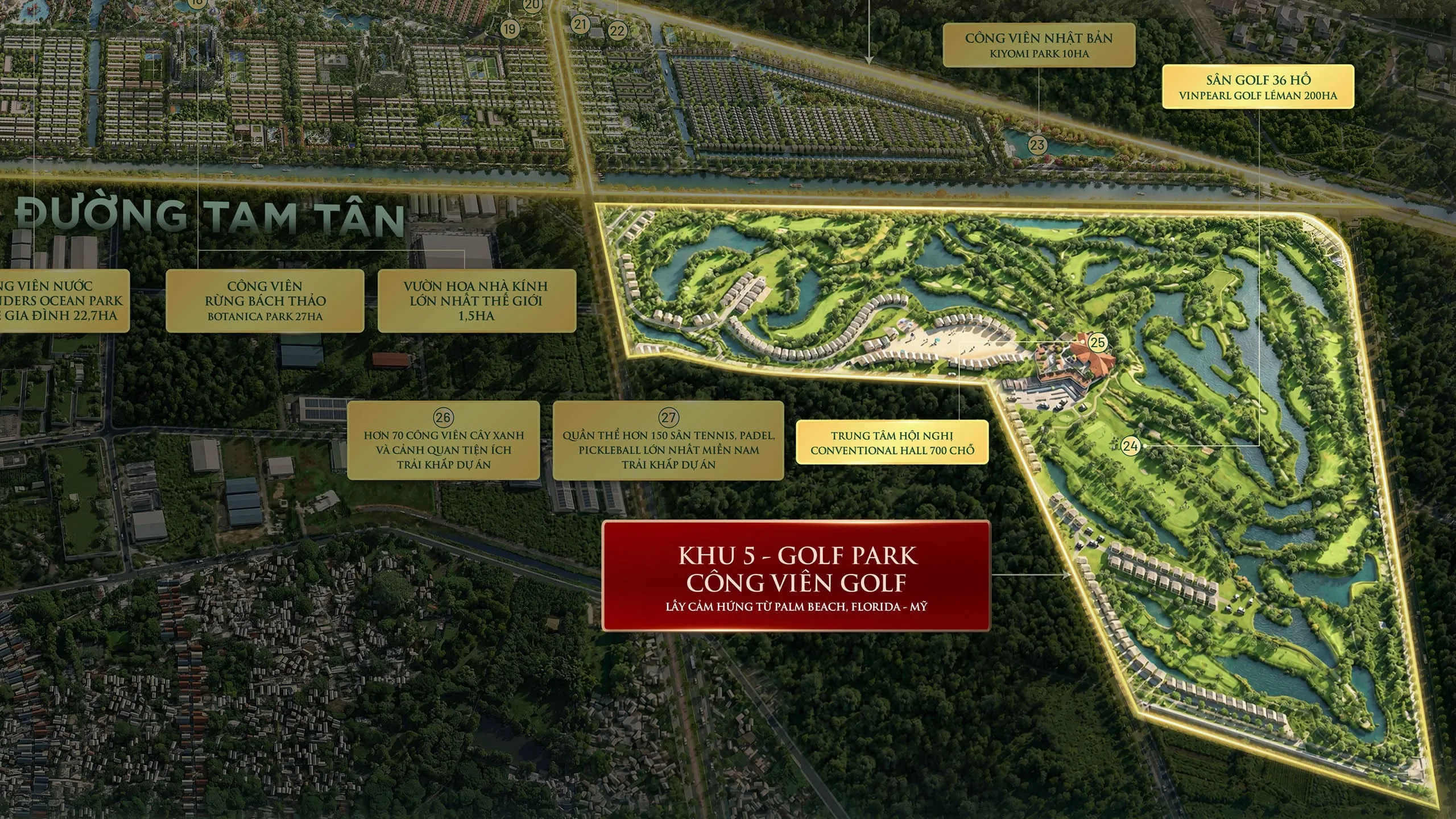 vị trí của phân khu golf park vinhomes hóc môn