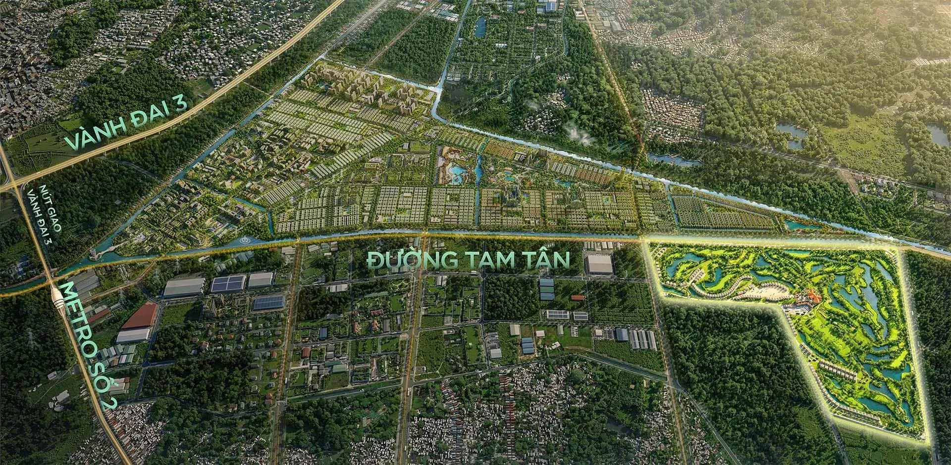 vị trí của phân khu công viên sân golf của vin hóc môn