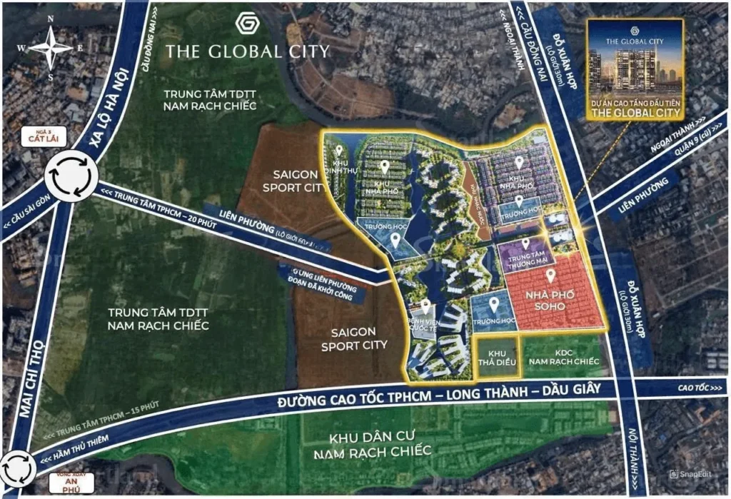 địa chỉ the global city sau sáp nhập