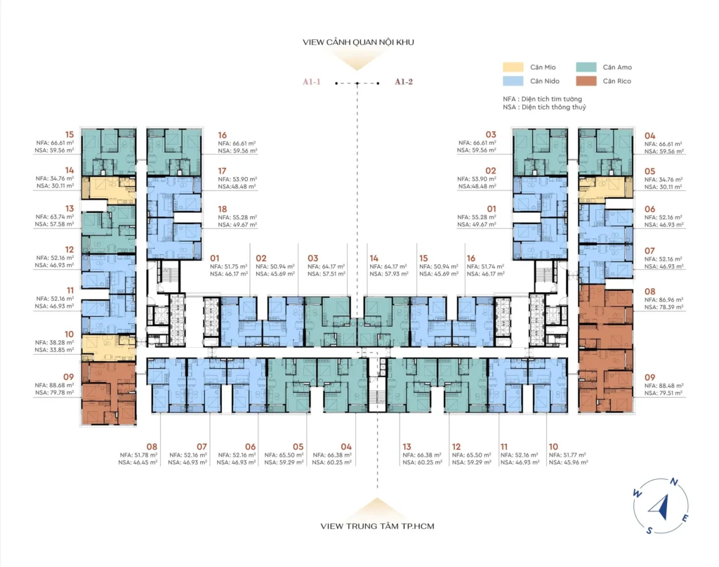Mặt bằng và layout thiết kế căn hộ Monrei Saigon