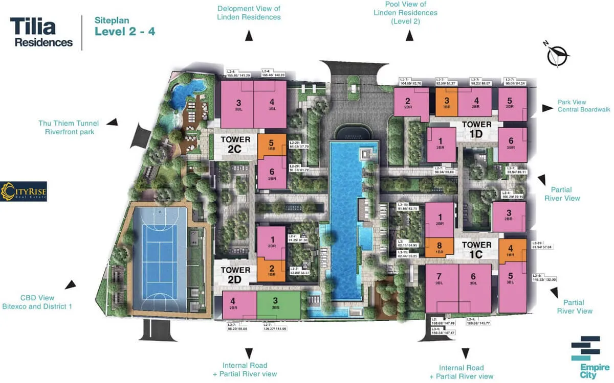 mặt bằng phân khu căn hộ Empire City