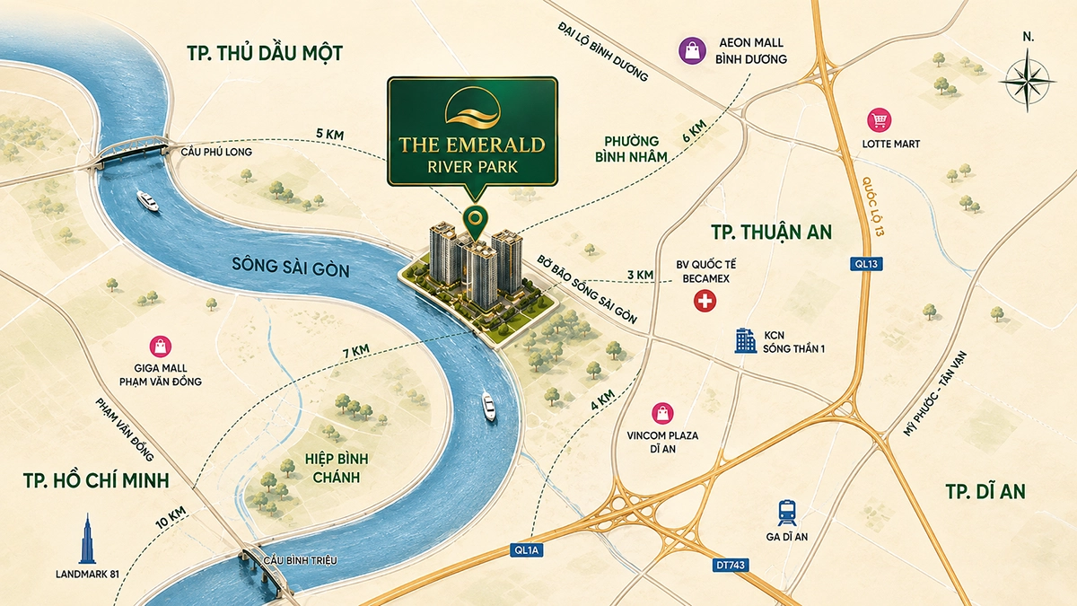 vị trí dự án emerald river park
