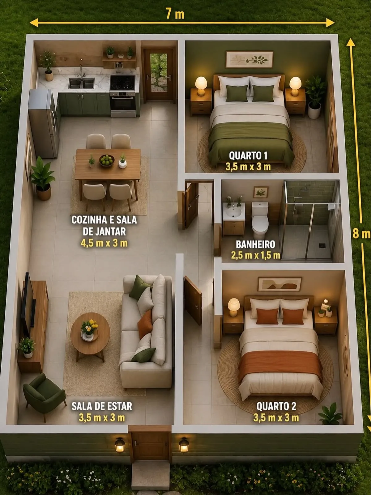 mau-thiet-ke-can-ho-1-phong-ngu (1) căn hộ 1 phòng ngủ có ưu điểm là sở hữu không gian nghỉ ngơi riêng biệt, giúp tăng sự riêng tư và hạn chế tiếng ồn giữa khu vực sinh hoạt chung với phòng ngủ.