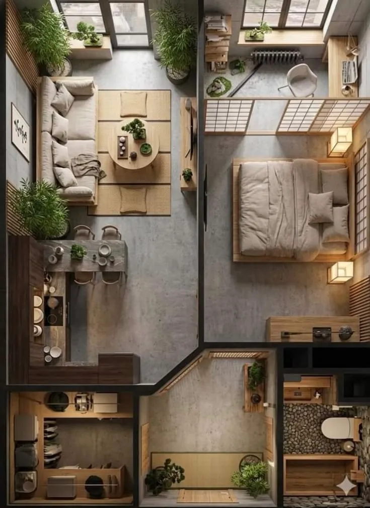 thiết kế phòng khách căn hộ 1 phòng ngủ