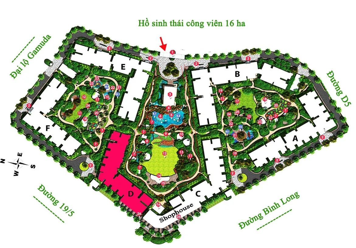 mặt bằng tiện ích tại celadon city tân phú