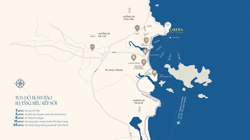 Vị trí Libera Nha Trang tạo lạc tại khu vực Bãi Tiên, đường Phạm Văn Đồng, phường Vĩnh Hòa, TP. Nha Trang, tỉnh Khánh Hòa