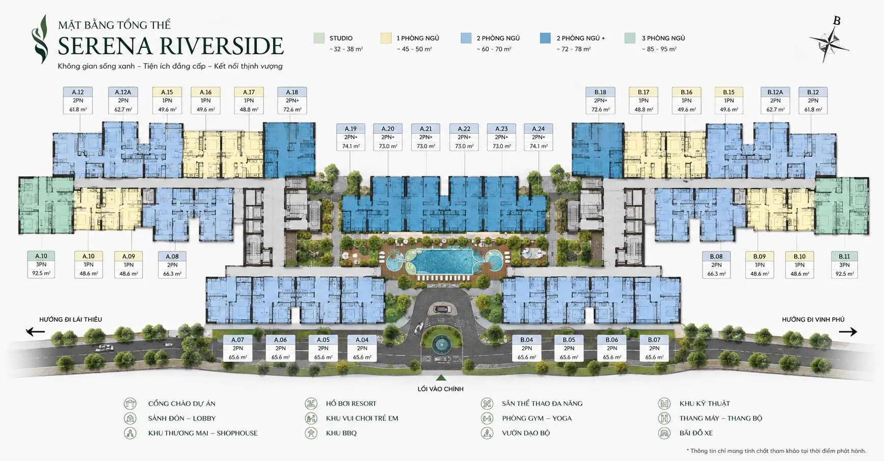 mặt bằng tổng thể dự án Serena Riverside của chủ đầu tư đạt phước