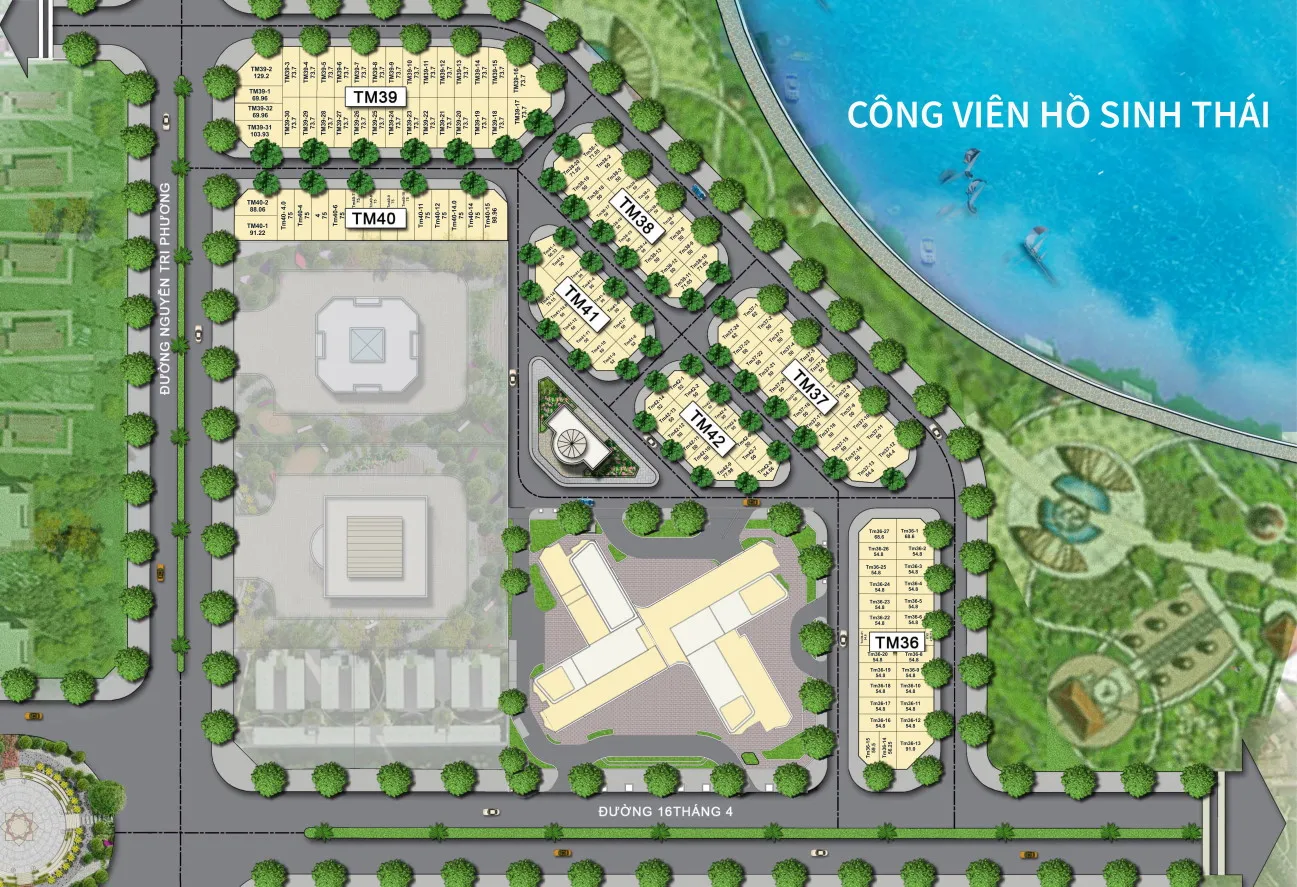 Mặt bằng Hacom Tower gồm 2 tháp là Oasis Tower cao 25 tầng và Sky Tower cao 23 tầng