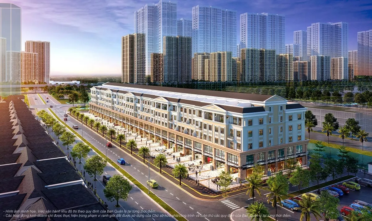 shophouse thấp tầng tại The Manhattan có diện tích khoảng 180–720 m².